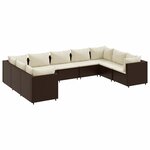 vidaXL Salon de jardin avec coussins 9 Pièces marron résine tressée
