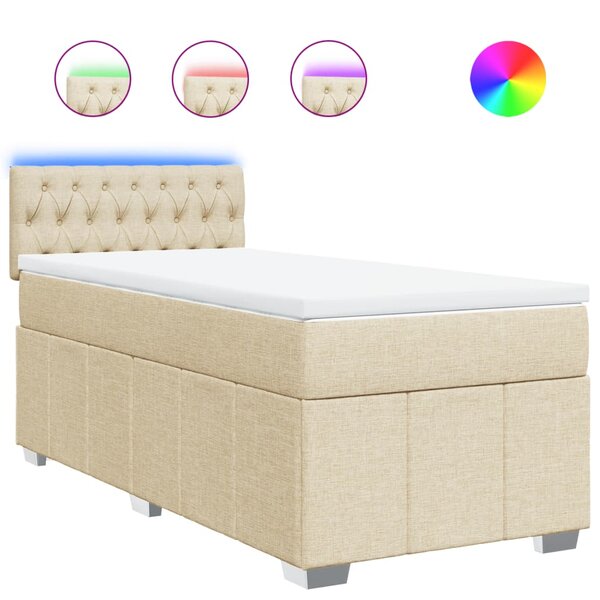 vidaXL Sommier à lattes de lit et matelas Crème 90x190 cm Tissu
