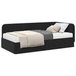 vidaXL Cadre de lit d'angle avec matelas Noir 90 x 200 cm Velours
