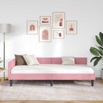 vidaXL Cadre de lit d'angle Rose 90 cm x 200 cm VeloursetContreplaqué