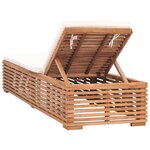vidaXL Chaise longue avec coussin crème Bois de teck solide
