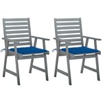 vidaXL Chaises à manger d'extérieur lot de 2 et coussins Acacia massif
