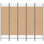 vidaXL Paravent 5 panneaux Beige 200 x 180 cm Tissu