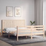 vidaXL Cadre de lit avec tête de lit 160x200 cm bois massif