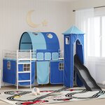 vidaXL Lit mezzanine pour enfants Blanc et Bleu 79 5 x 200 cm Métал