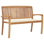 vidaXL Banc de jardin empilable et coussin 128 5cm Bois de teck massif
