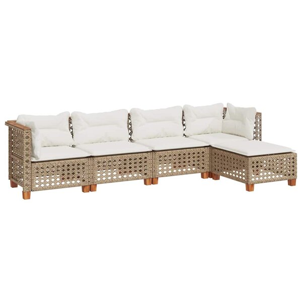 vidaXL Salon de jardin avec coussins 5 Pièces beige résine tressée