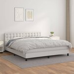 vidaXL Sommier à lattes de lit avec matelas Blanc 180x200cm Similicuir