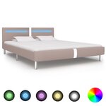 vidaXL Cadre de lit avec LED Cappuccino Similicuir 180 x 200 cm
