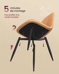 Chaises de salle à manger lot de 4 support métallique pieds réglables nettoyage facile chaises de cuisine tissu chenille pu texturé glacé marron 12_0004986