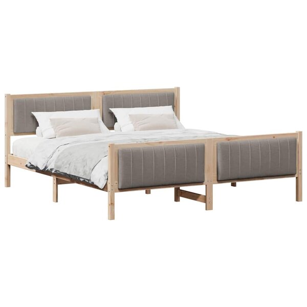 vidaXL Cadre de lit Marron et taupe 180 x 200 cm Bois massif en pin