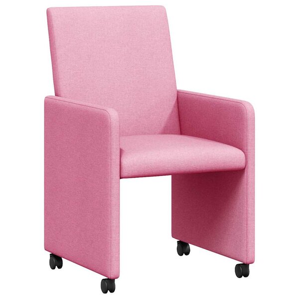 vidaXL Chaises de Salle à Manger avec Roues 2 pc tissu Rose