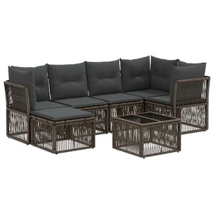 vidaXL Ensemble de canapé de jardin 7 pc Gris polyrotin