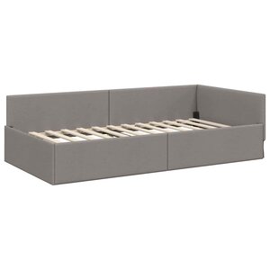 vidaXL Cadre de lit d'angle avec tête de lit Taupe 90 x 190 cm