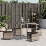 vidaXL Tabourets de jardin coussins lot de 4 gris clair résine tressée