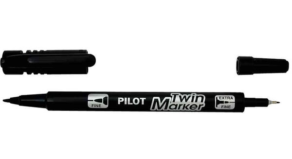 Marqueur TWIN MARKER BEGREEN indélibile noire 2 pointes ogives fine et moyenne PILOT