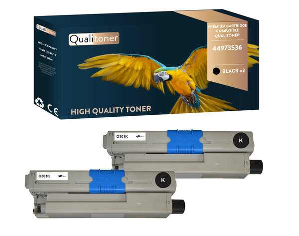 Qualitoner x2 toners 44973536 noir compatible pour oki