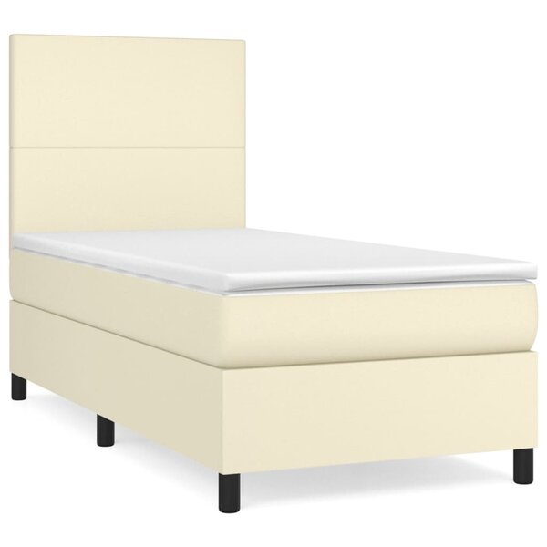 vidaXL Sommier à lattes de lit avec matelas Crème 100x200cm Similicuir