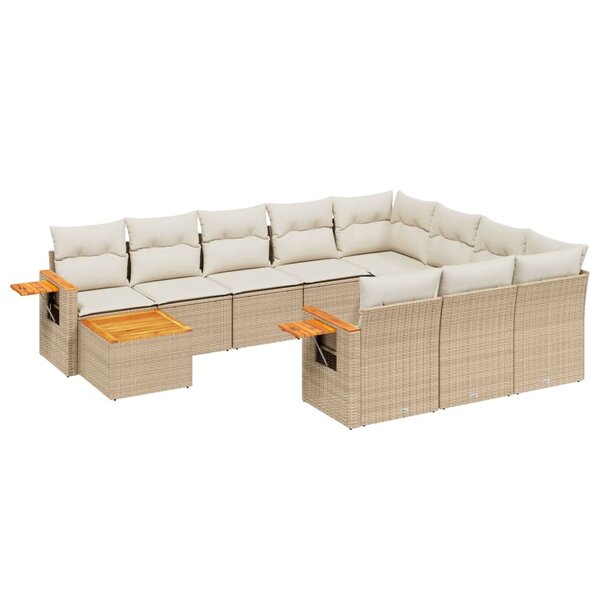 vidaXL Salon de jardin 11 Pièces avec coussins beige résine tressée