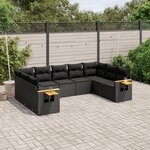 vidaXL Salon de jardin 9 Pièces avec coussins noir résine tressée
