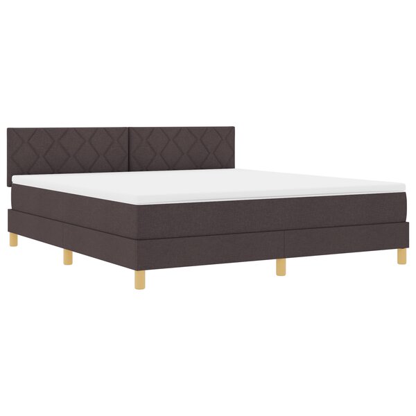 vidaXL Lit box spring avec matelas et LED marron foncé 180x200 cm Tissu