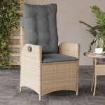 vidaXL Chaises inclinables jardin lot de 2 et coussins résine tressée