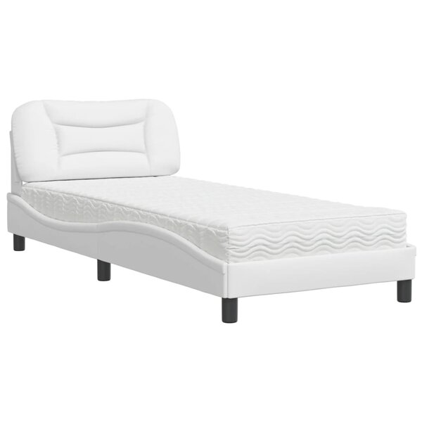 vidaXL Lit avec matelas Hvar blanc 90x200 cm similicuir