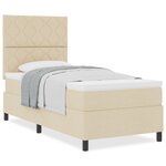 vidaXL Lit à ressort avec matelas crème 100x200 cm tissu