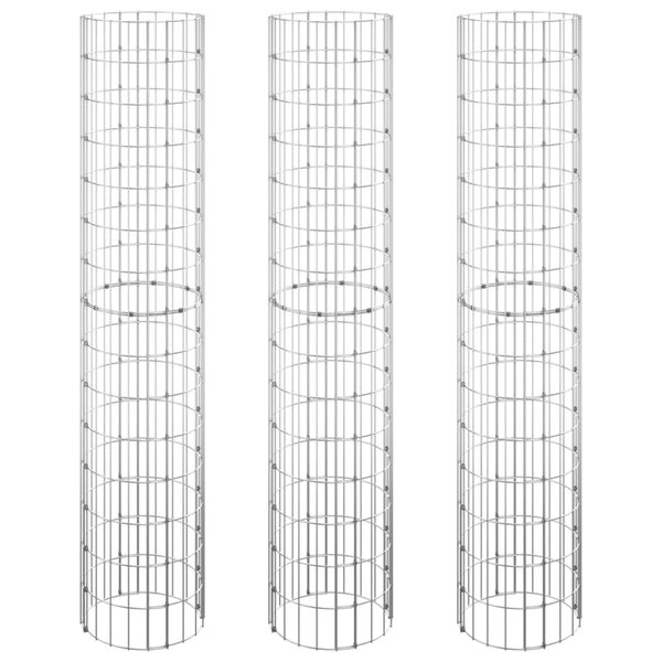 vidaXL Lit surélevé à gabion circulaire 3Pièces Acier galvanisé Ø30x150cm