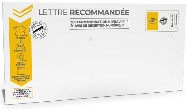 Prêt-à-Poster - Lettre Recommandée - 20g - Enveloppe à l'unité