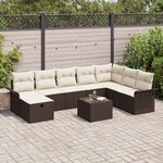 vidaXL Ensemble de canapé de jardin 9 Pièces Marron Poly rotin