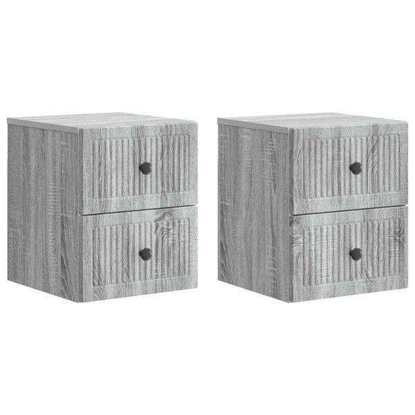 vidaXL Cabinet de chevet mural 2 Pièces Sonoma gris 33 x 34 5 x 40 cm