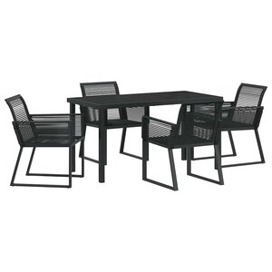 vidaXL Ensemble de salle à manger pour jardin 5 Pièces Noir