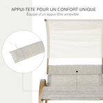 Bain de soleil transat design à bascule 2 pers. tétière & pare-soleil inclus bois pin pré-huilé textilène crème chiné