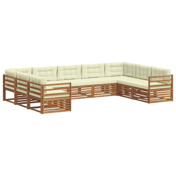 vidaXL Ensemble de canapés d'extérieur 9 pc Naturel et Crème