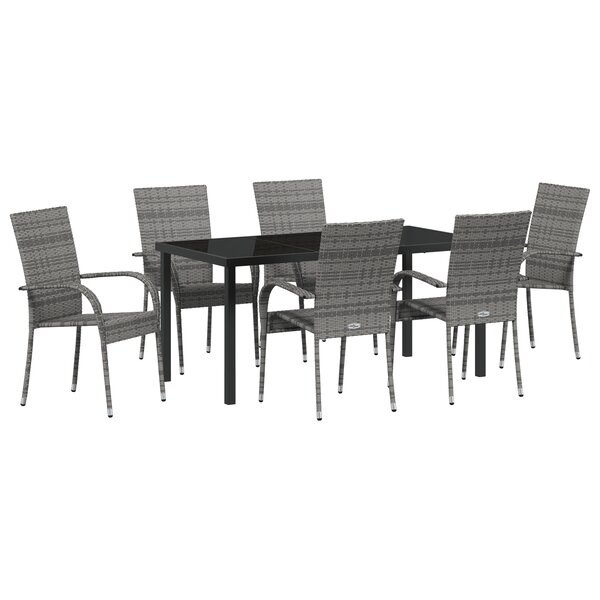 vidaXL Ensemble de Jardin de 7 Pièces en Rattan Gris