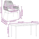 vidaXL Ensemble à manger de jardin et coussins 5 Pièces noir rotin verre