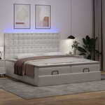 vidaXL Lit ottoman avec matelas & LED blanc pur 160x200cm similicuir