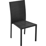 Ensemble repas de jardin - table en verre trempé et 8 chaises en résine tressée noir - Table 200 x 100 x73 cm - Chaise : 44 x 54 x 8