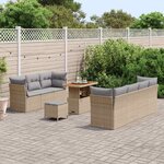 vidaXL Ensemble de canapé de jardin 10 Pièces Beige polyrotin