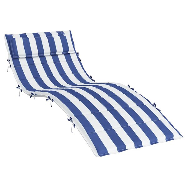 vidaXL Coussin de chaise longue rayures bleues/blanches 180x60x4 cm
