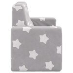 vidaXL Canapé pour enfants à 2 places Gris clair étoiles Peluche douce