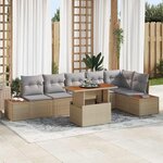 vidaXL Ensemble de salle à manger pour jardin 7 Pièces Beige  Gris