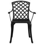 vidaXL Chaises de jardin lot de 6 fonte d'aluminium noir