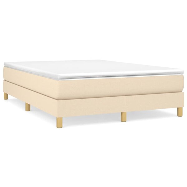 vidaXL Sommier à lattes de lit avec matelas Crème 140x200 cm Tissu