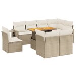 vidaXL Salon de jardin avec coussins 9 Pièces beige résine tressée