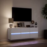 vidaXL Meuble TV mural avec lumières LED blanc 130x31x45 cm