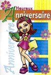 Carte Heureux Anniversaire pour Fille avec Paillettes et Enveloppe 12x17 5cm