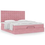 vidaXL Cadre de lit ottoman avec matelas rose 160x200 cm velours