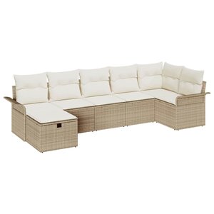 vidaXL Ensemble de canapé de jardin 7 Pièces Beige et crème polyrotin